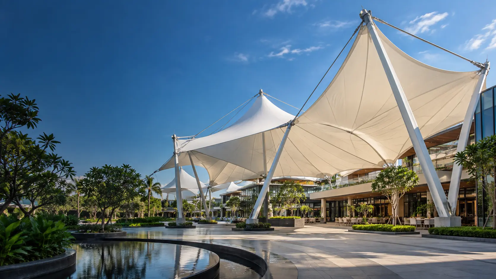 Ilustrasi struktur tenda membrane bentang lebar